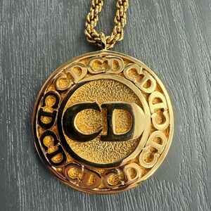 Christian Dior “CD” Gold Plated Rope medallion Necklace